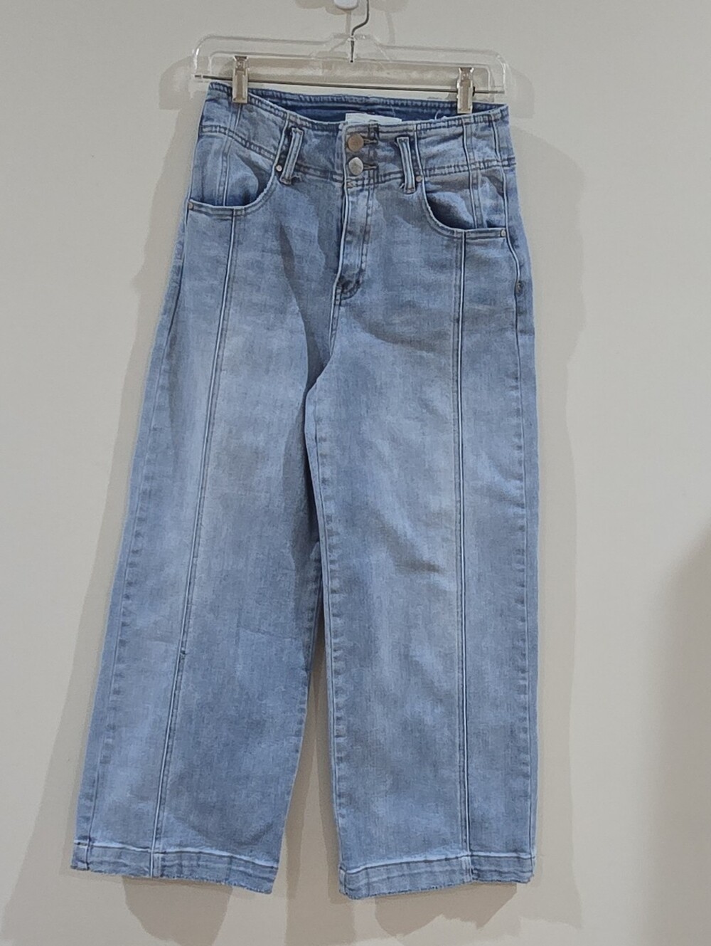 Wide Leg Risen Jeans Women's Light Wash Blue Denim Cropped Jeans  Sz 5/27
